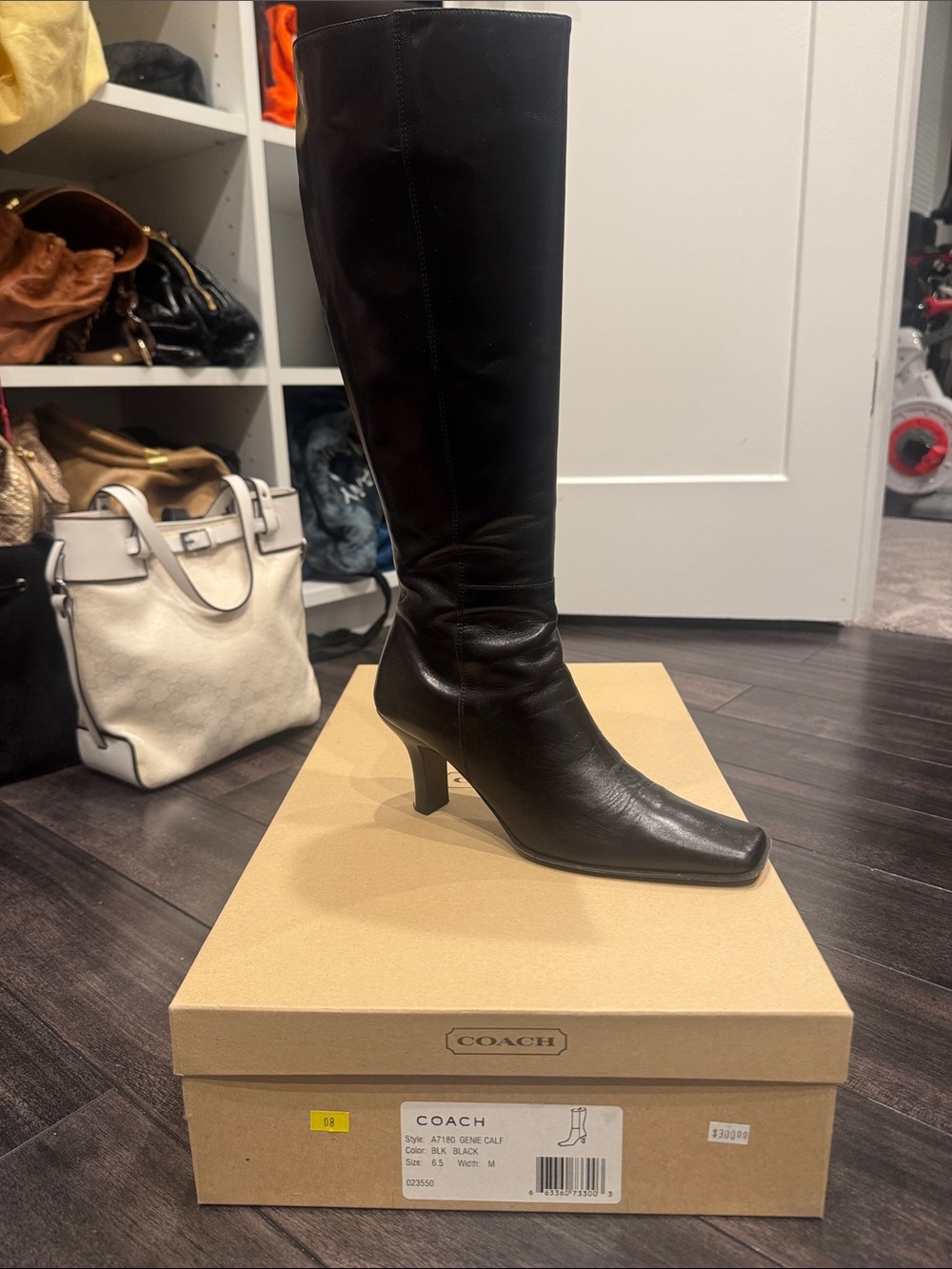 Coach Black Leather Over-the-Knee Heel Boots